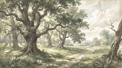 Majestic Sunlit Ancient Oak Grove Wallpaper Mural - image 2