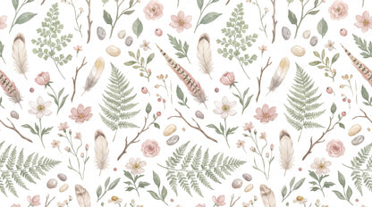 Soft Botanical Stems Feathers and Shells Wallpaper Mural - image 5