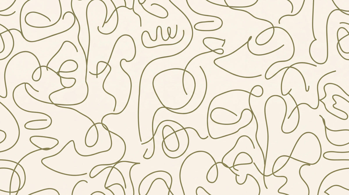 Modern Olive Line Art Faces Wallpaper Mural - image 6