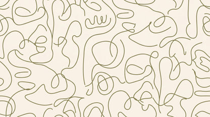 Modern Olive Line Art Faces Wallpaper Mural - image 6