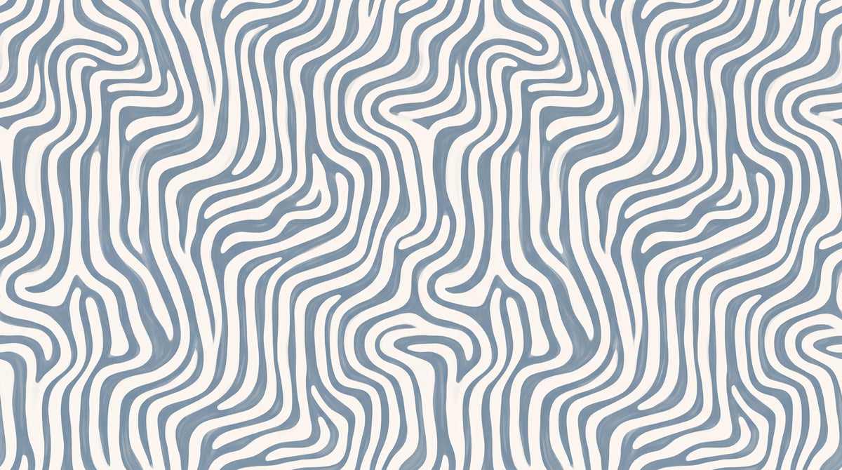 Cool Blue Wavy Stripes Wallpaper Mural - image 6