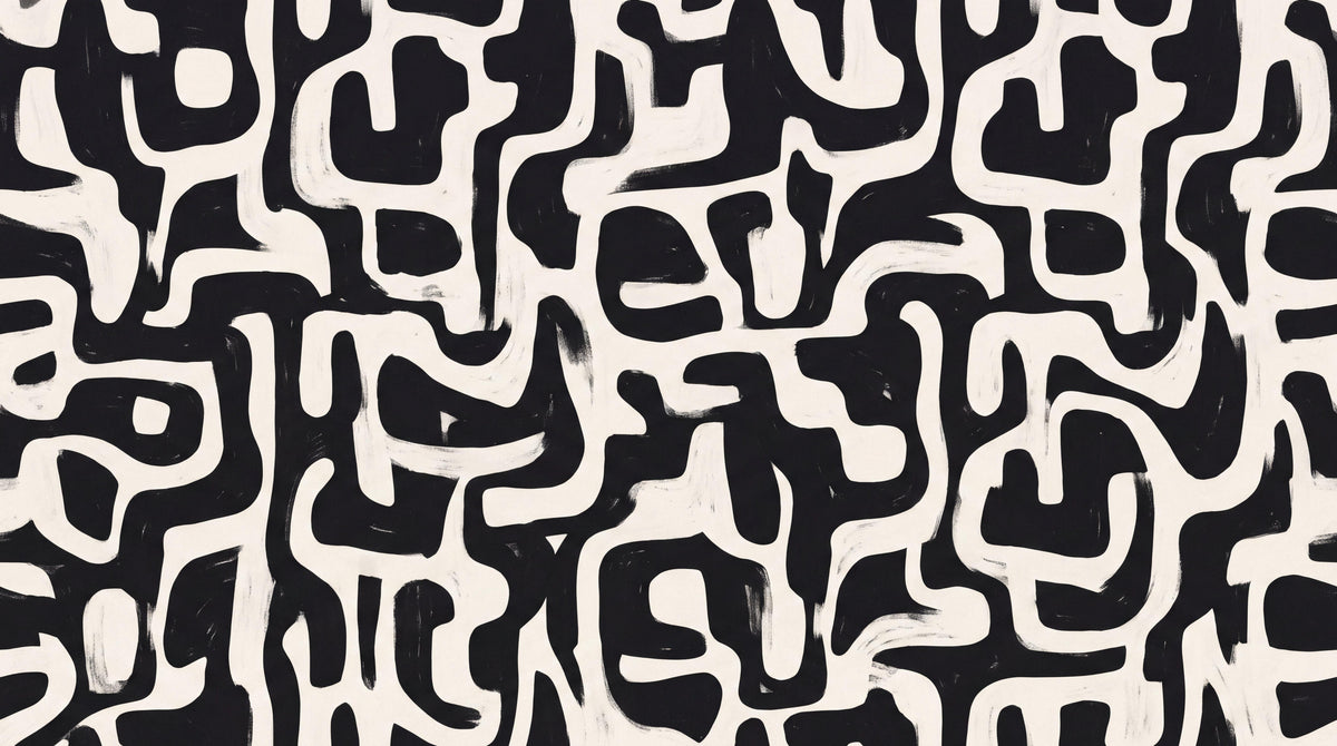 Bold Black Maze Pattern Wallpaper Mural - image 6