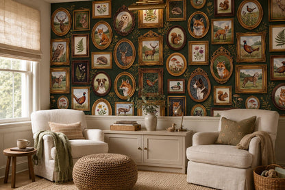 Eclectic Framed Animal and Botanical Portraits Wallpaper Mural - image 3