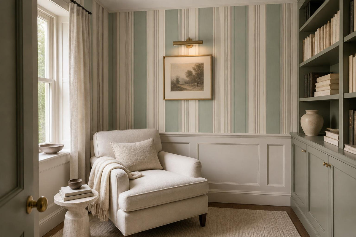 Quiet Muted Vertical Stripes Wallpaper Mural - image 4