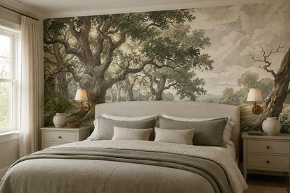 Majestic Sunlit Ancient Oak Grove Wallpaper Mural - image 3