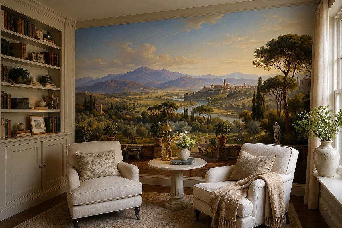 Gold Sunset Tuscan Valley Wallpaper Mural - room view 3