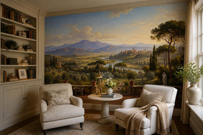 Gold Sunset Tuscan Valley Wallpaper Mural - room view 3
