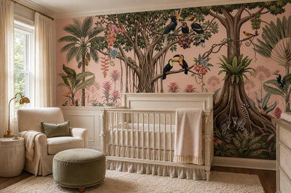 Playful Jungle Tree Leopard and Toucans Wallpaper Mural - image 3