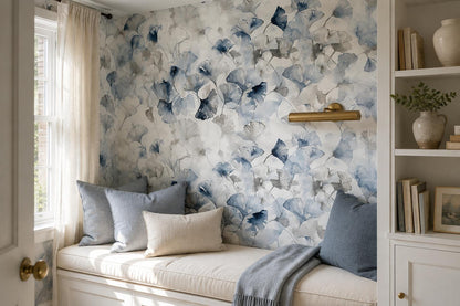 Airy Blue Abstract Petal Shapes Wallpaper Mural - image 4