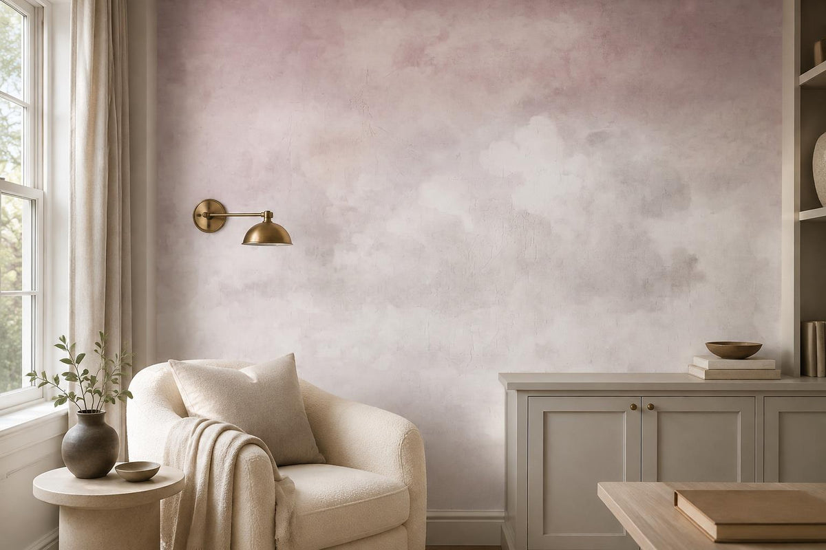 Misty Pink Clouds Wallpaper Mural - room view 2
