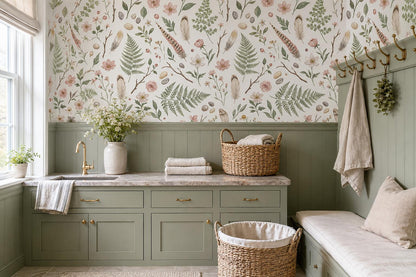 Soft Botanical Stems Feathers and Shells Wallpaper Mural - image 3