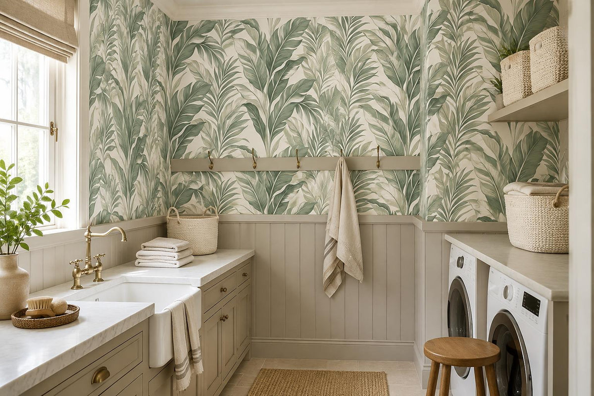 Fresh Green Tropical Leaves Wallpaper Mural - image 4