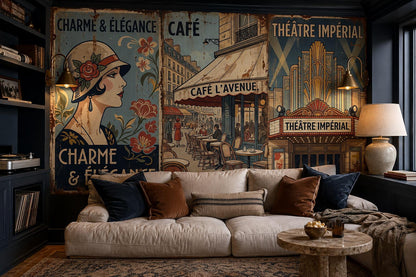 Art Nouveau Paris Cafe Wallpaper Mural - room view 2