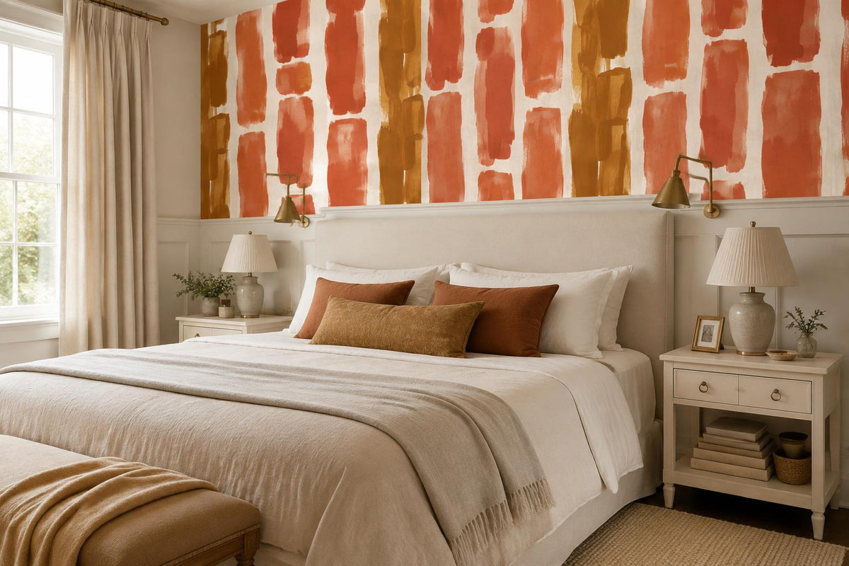 Warm Rust Block Strokes Wallpaper Mural - image 4