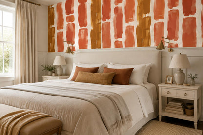 Warm Rust Block Strokes Wallpaper Mural - image 4