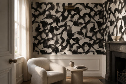 Bold Black Gestural Loops Wallpaper Mural - image 5