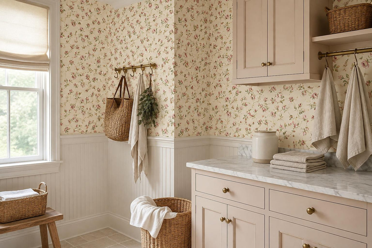 Charming Tiny Rose Sprigs Wallpaper Mural - image 3