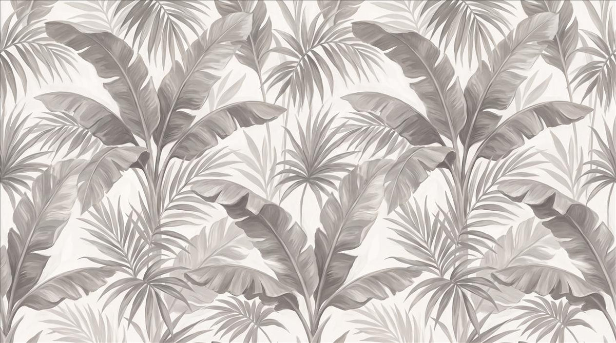 Calm Grey Tropical Leaves Wallpaper Mural - image 2