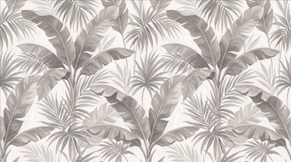 Calm Grey Tropical Leaves Wallpaper Mural - image 2