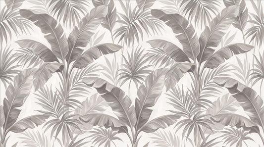 Calm Grey Tropical Leaves Wallpaper Mural - image 2