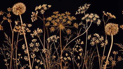 Dramatic Gold Dried Wildflowers Wallpaper Mural - image 2