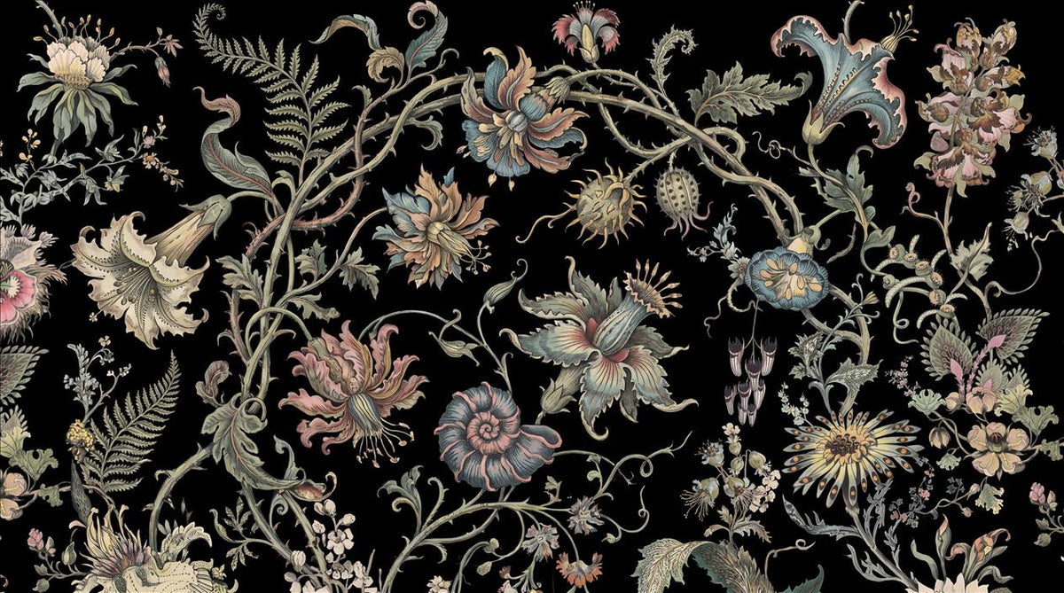 Dramatic Ornate Fantasy Flowers Wallpaper Mural - image 2