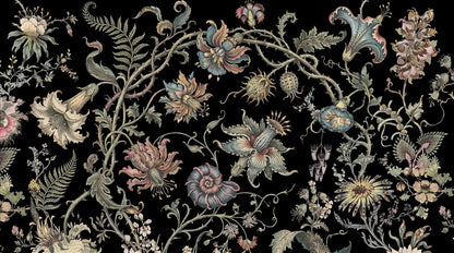 Dramatic Ornate Fantasy Flowers Wallpaper Mural - image 2