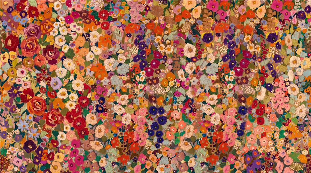 Vibrant Dense Warm Flower Meadow Wallpaper Mural