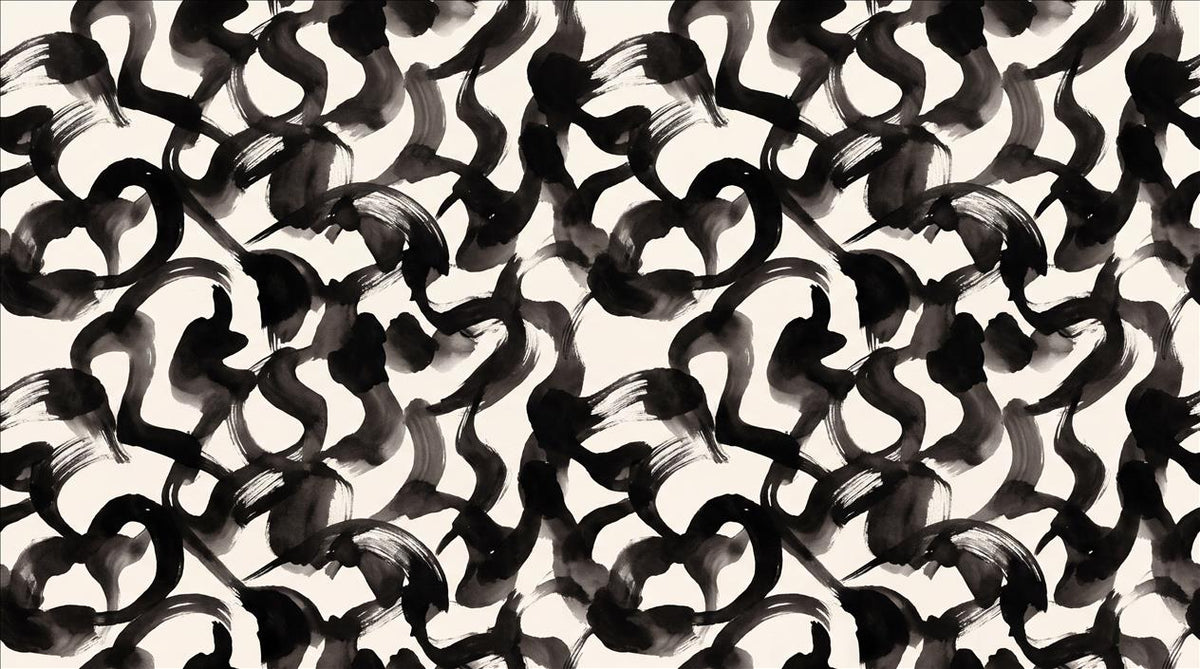 Bold Black Gestural Loops Wallpaper Mural