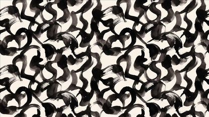 Bold Black Gestural Loops Wallpaper Mural - image 2