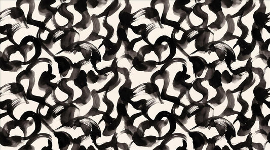 Bold Black Gestural Loops Wallpaper Mural - image 2
