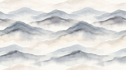 Blue Repeating Misty Mountains Wallpaper Mural - room view 5