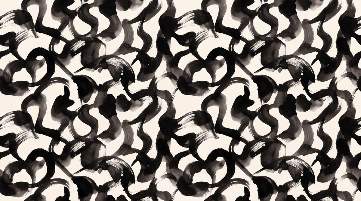 Bold Black Gestural Loops Wallpaper Mural - image 6