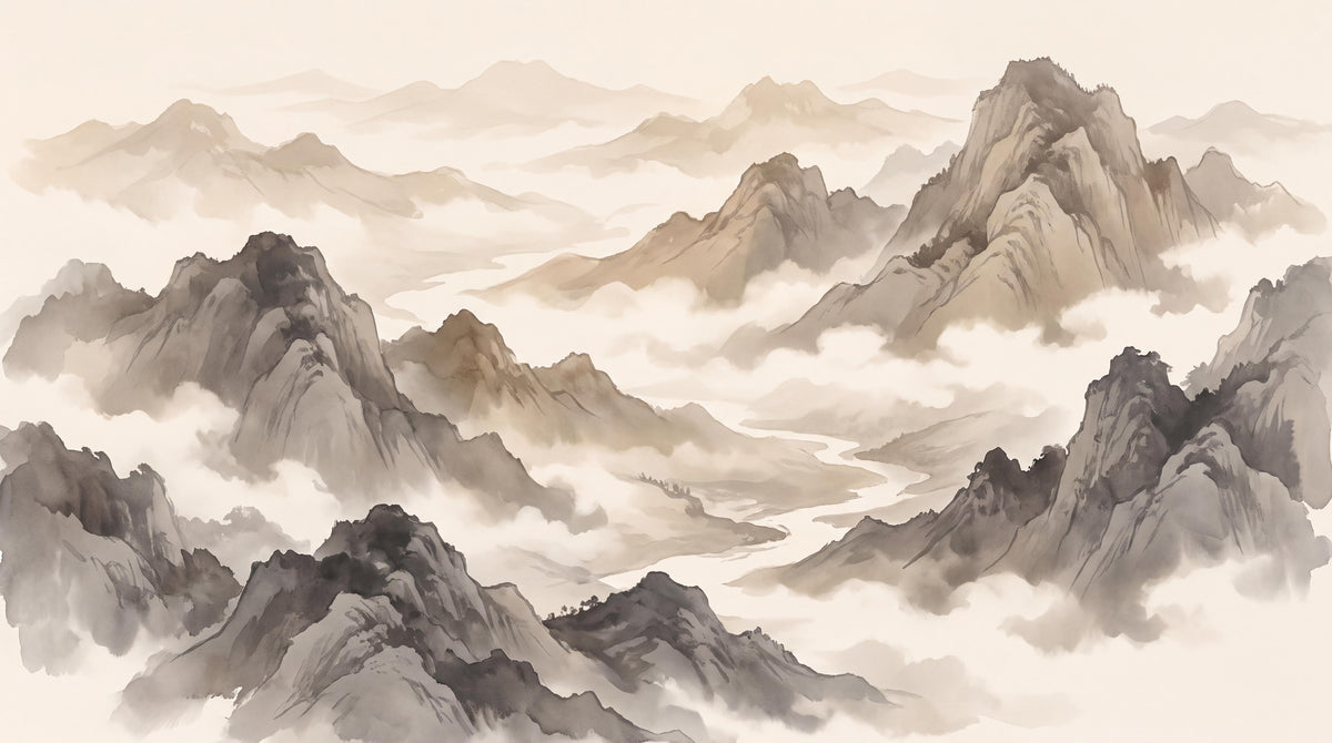 Misty Ink Mountains Wallpaper Mural - room view 5