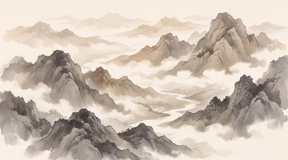 Misty Ink Mountains Wallpaper Mural - room view 5