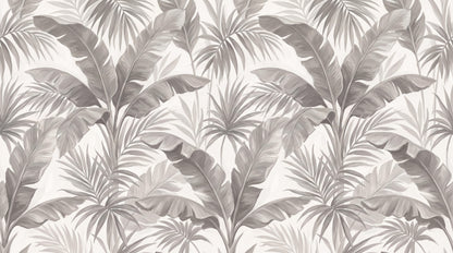 Calm Grey Tropical Leaves Wallpaper Mural - image 6
