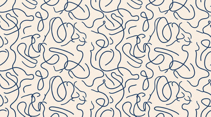 Graphic Blue Line Art Faces Wallpaper Mural - image 6