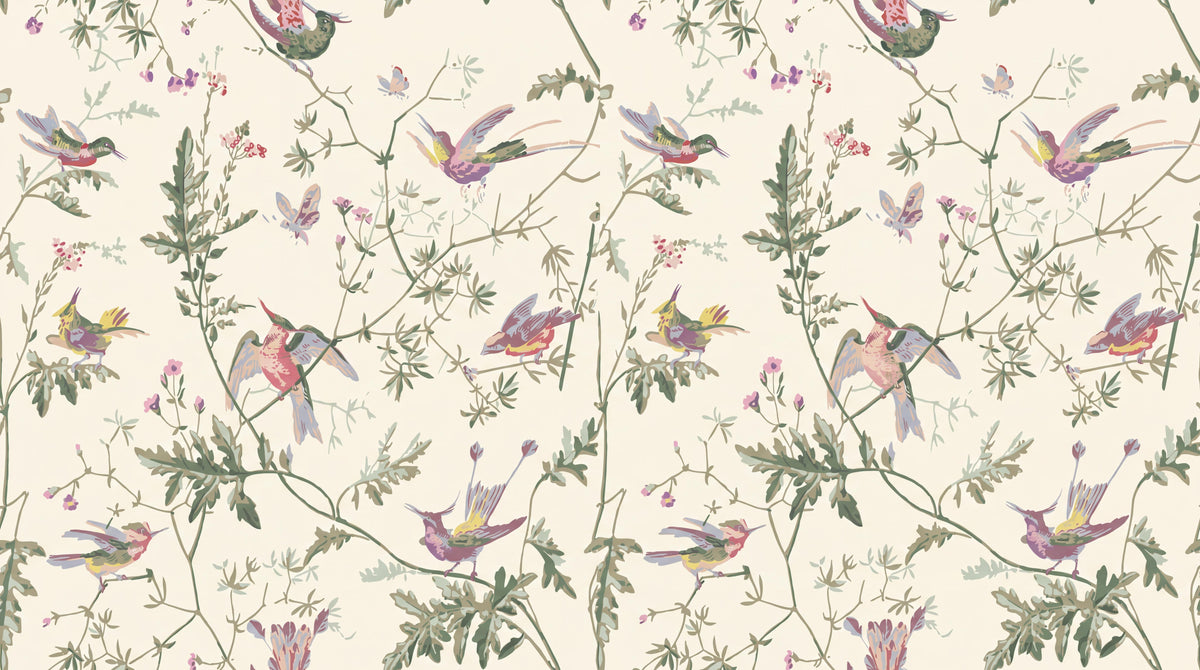 Delicate Hummingbirds and Flowering Vines Wallpaper Mural - image 5