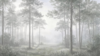 Serene Misty Pine Forest Wallpaper Mural - image 6