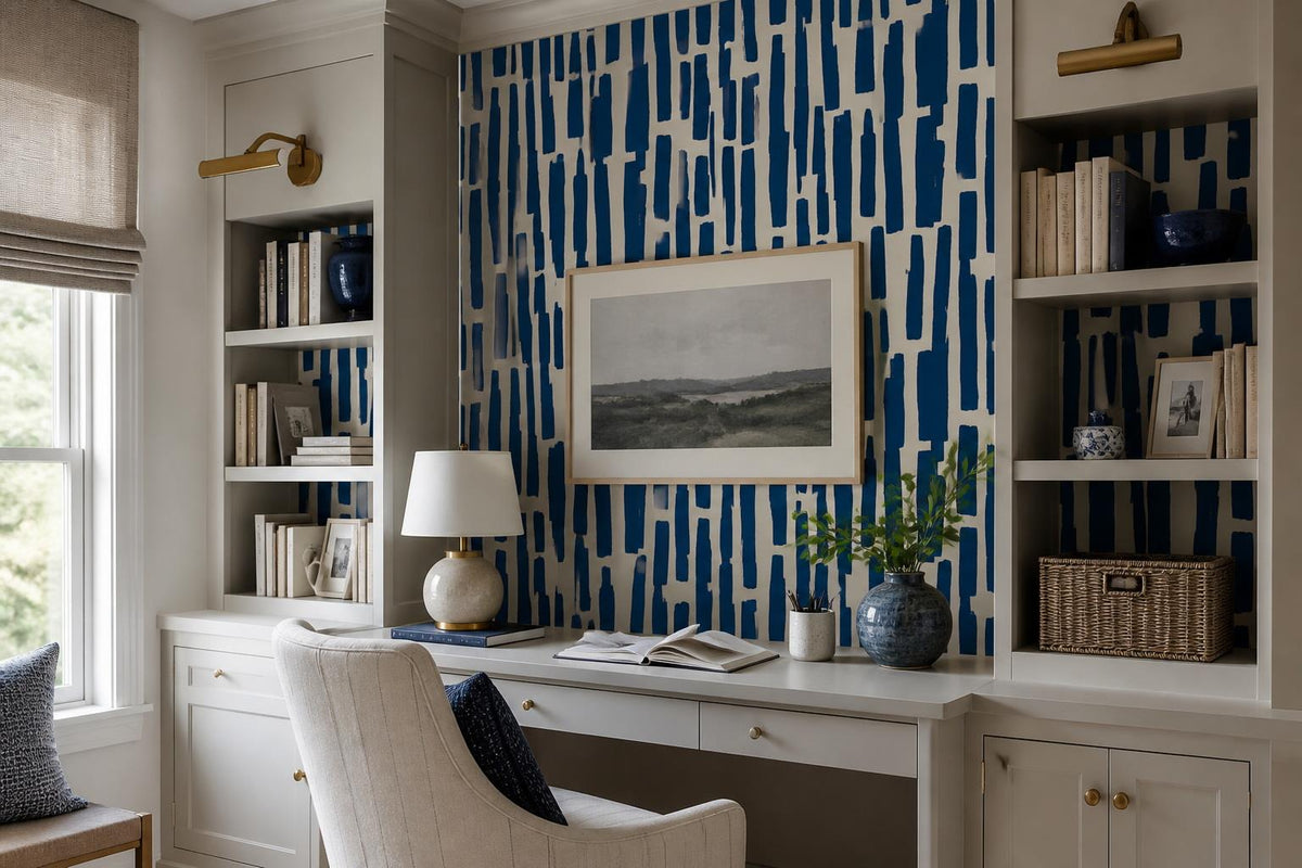 Bold Navy Block Strokes Wallpaper Mural - image 4