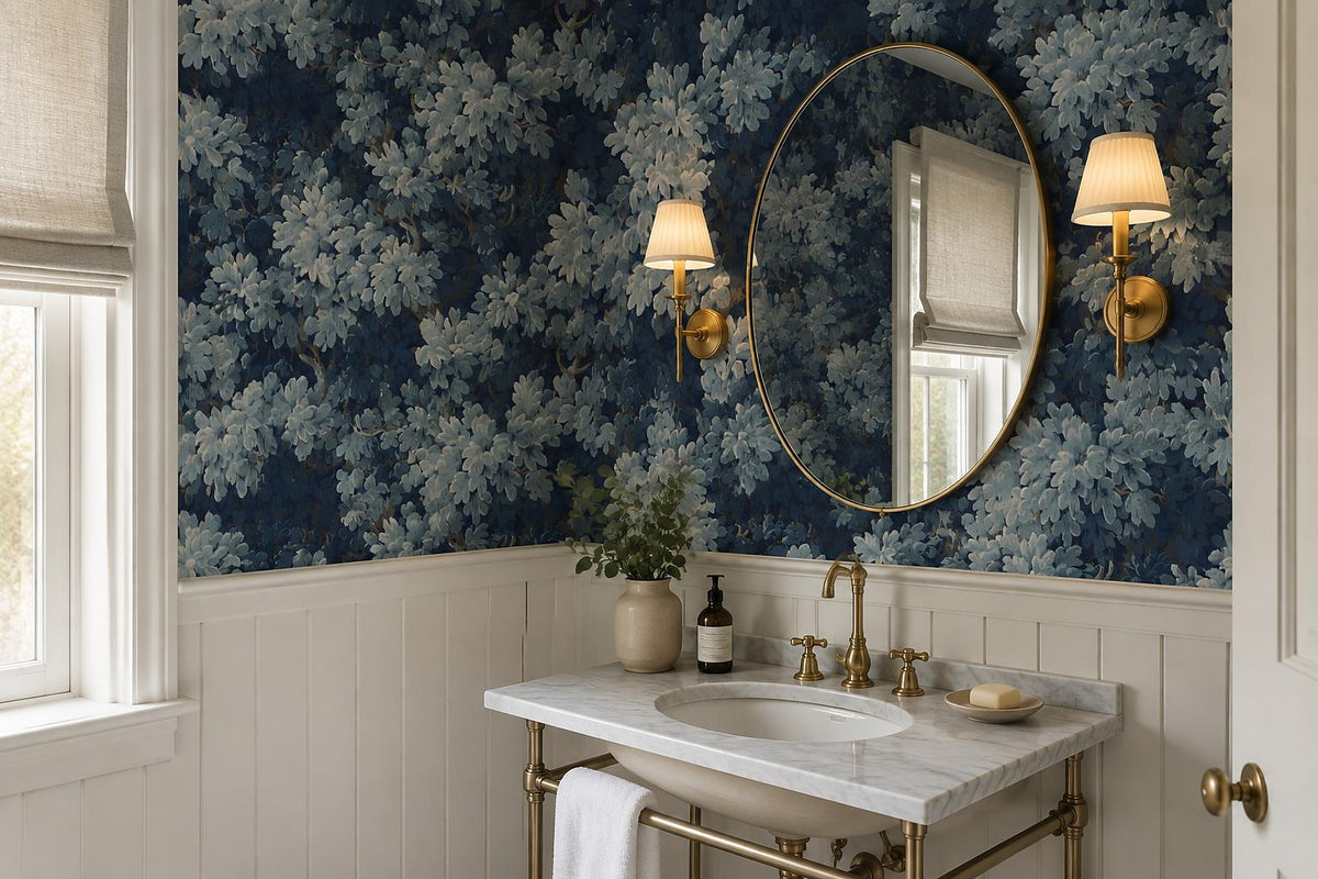 Moody Layered Blue Foliage Wallpaper Mural - image 4