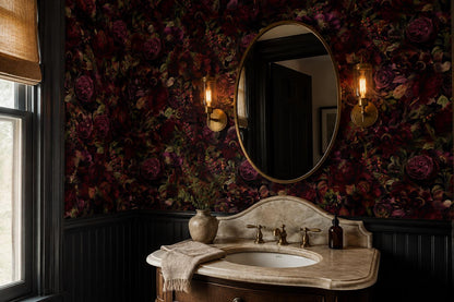 Dramatic Dark Roses and Foliage Wallpaper Mural - image 5