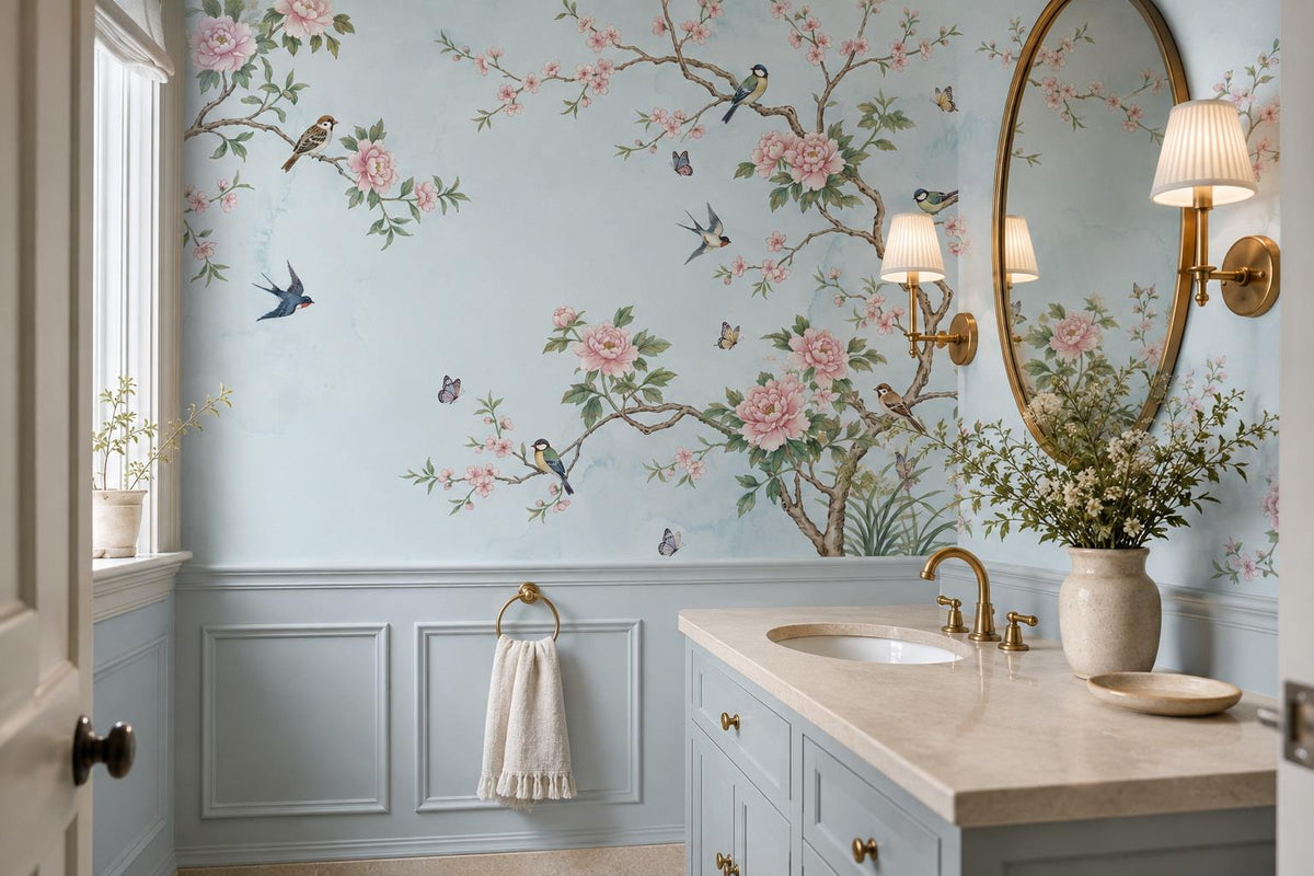Airy Blossom Branches Birds and Butterflies Wallpaper Mural - image 4
