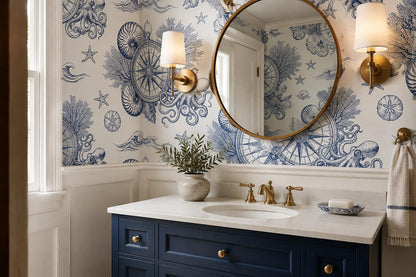 Compass Shells Starfish Wallpaper Mural - room view 2