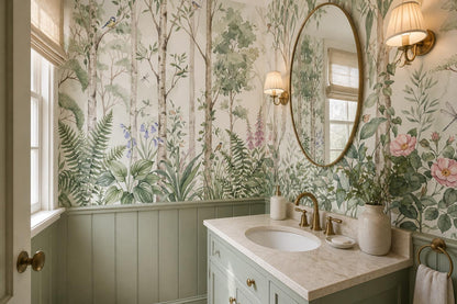 Fresh Birch Woodland and Flowers Wallpaper Mural - image 3