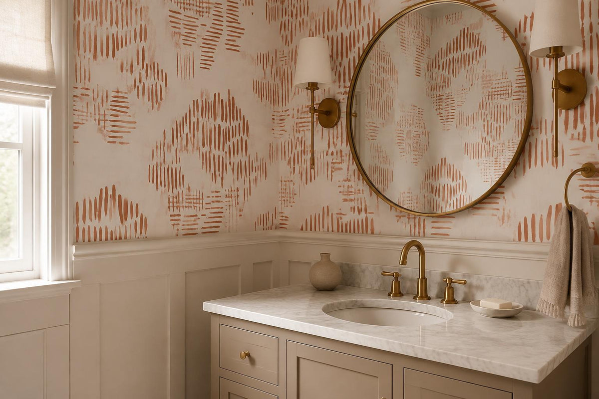 Warm Terracotta Dash Marks Wallpaper Mural - image 5