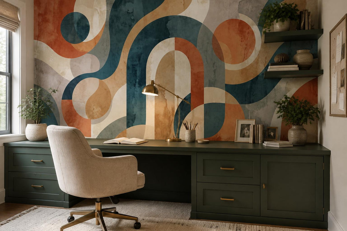 Warm Retro Abstract Arches Wallpaper Mural - image 4