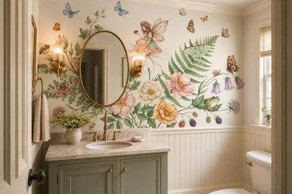 Gentle Fairy with Flowers and Butterflies Wallpaper Mural - image 3