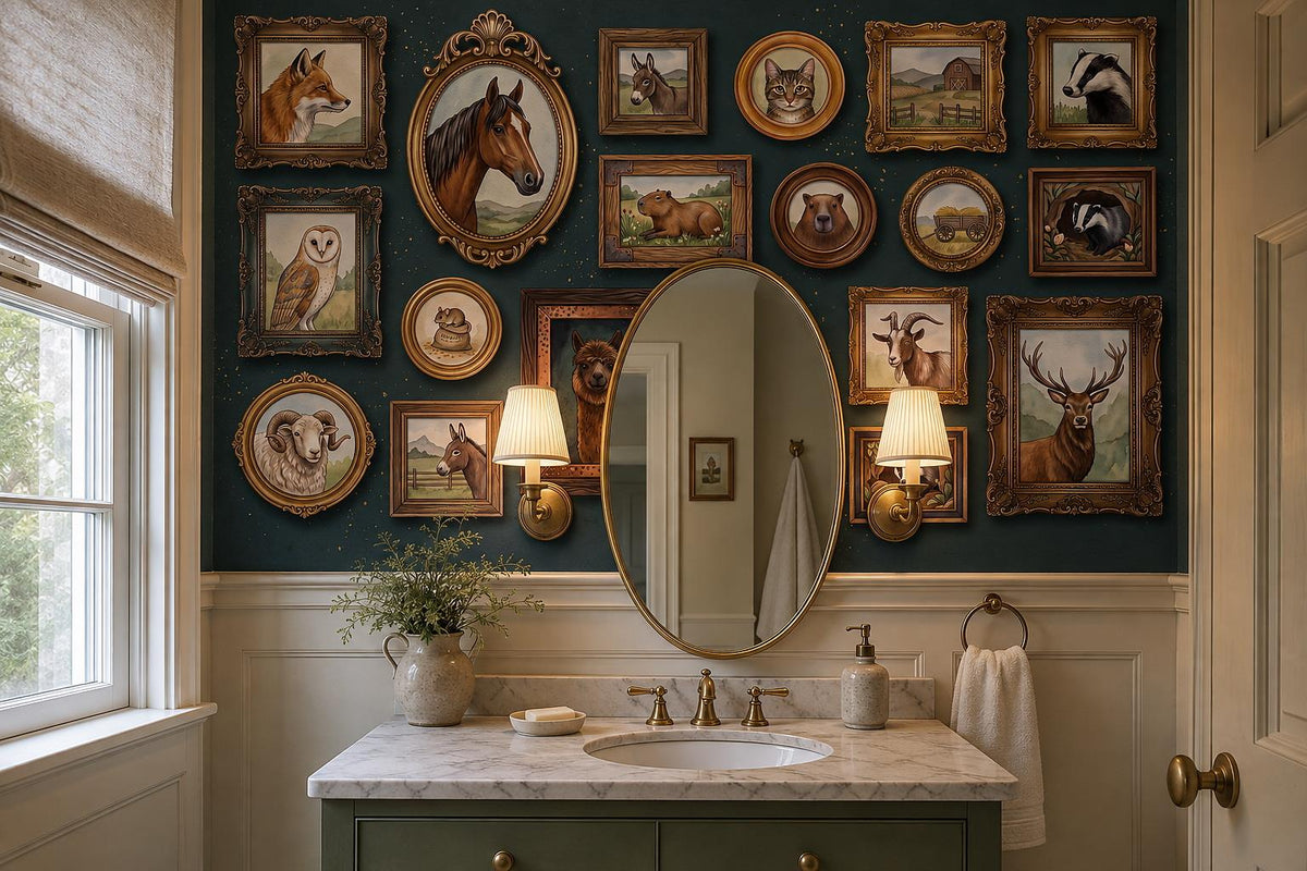 Quirky Framed Woodland Animal Portraits Wallpaper Mural - image 4