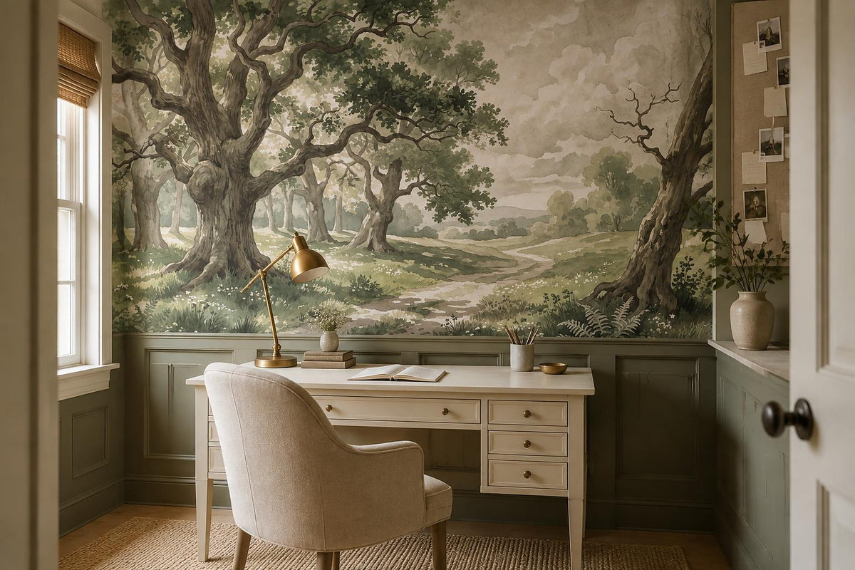 Majestic Sunlit Ancient Oak Grove Wallpaper Mural - image 4